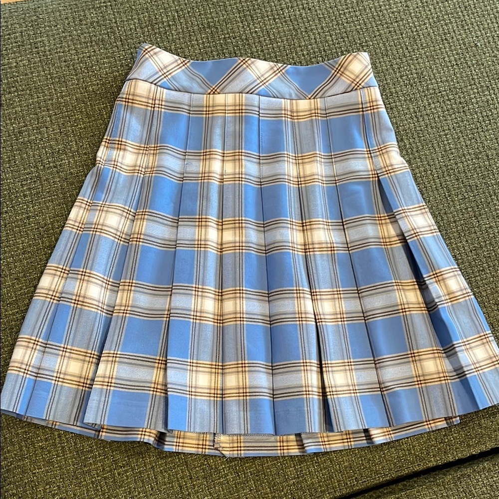 Sunday Best Pleated Blue Plaid Skirt (sz 00)